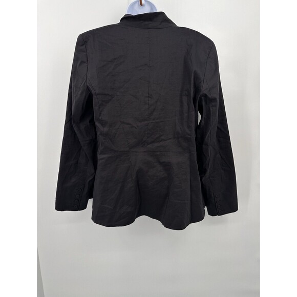 Eileen Fisher Ramie Silk Unique Dress Jacket Fitted Black‎ Dble Action Zip S EUC - Picture 3 of 11